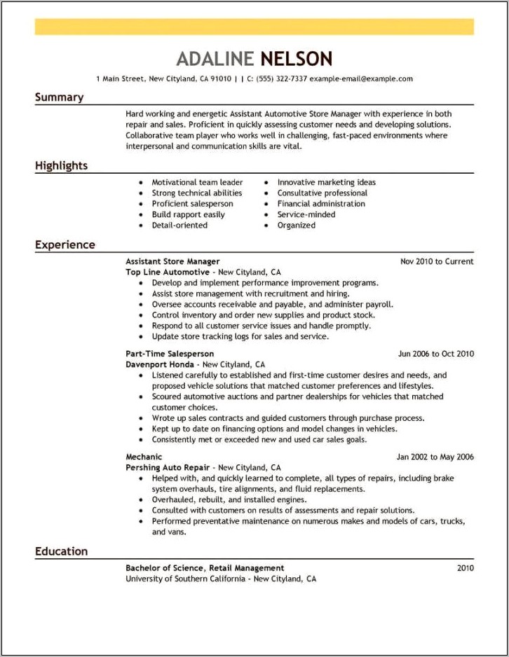 Career Objective Assistant Coach Resume