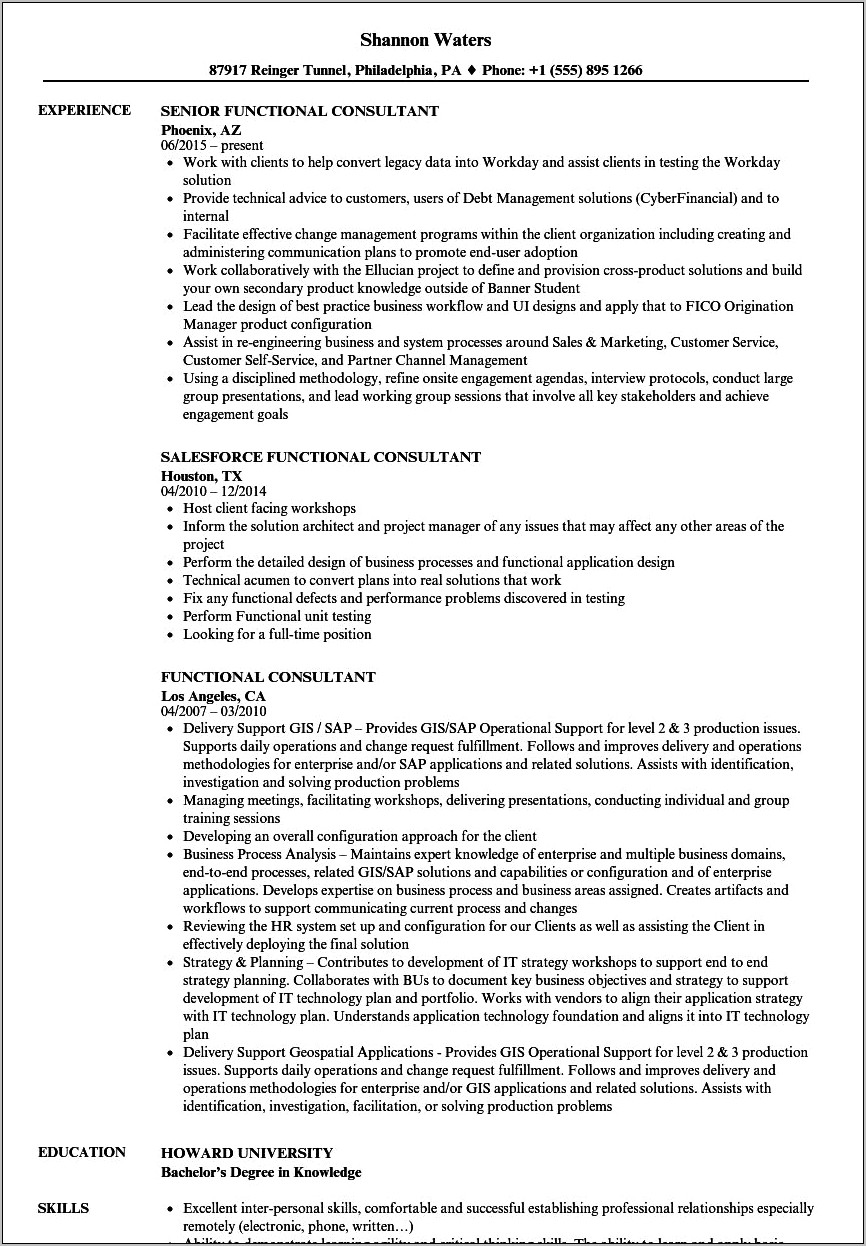 Career Objective For Consulting Resume
