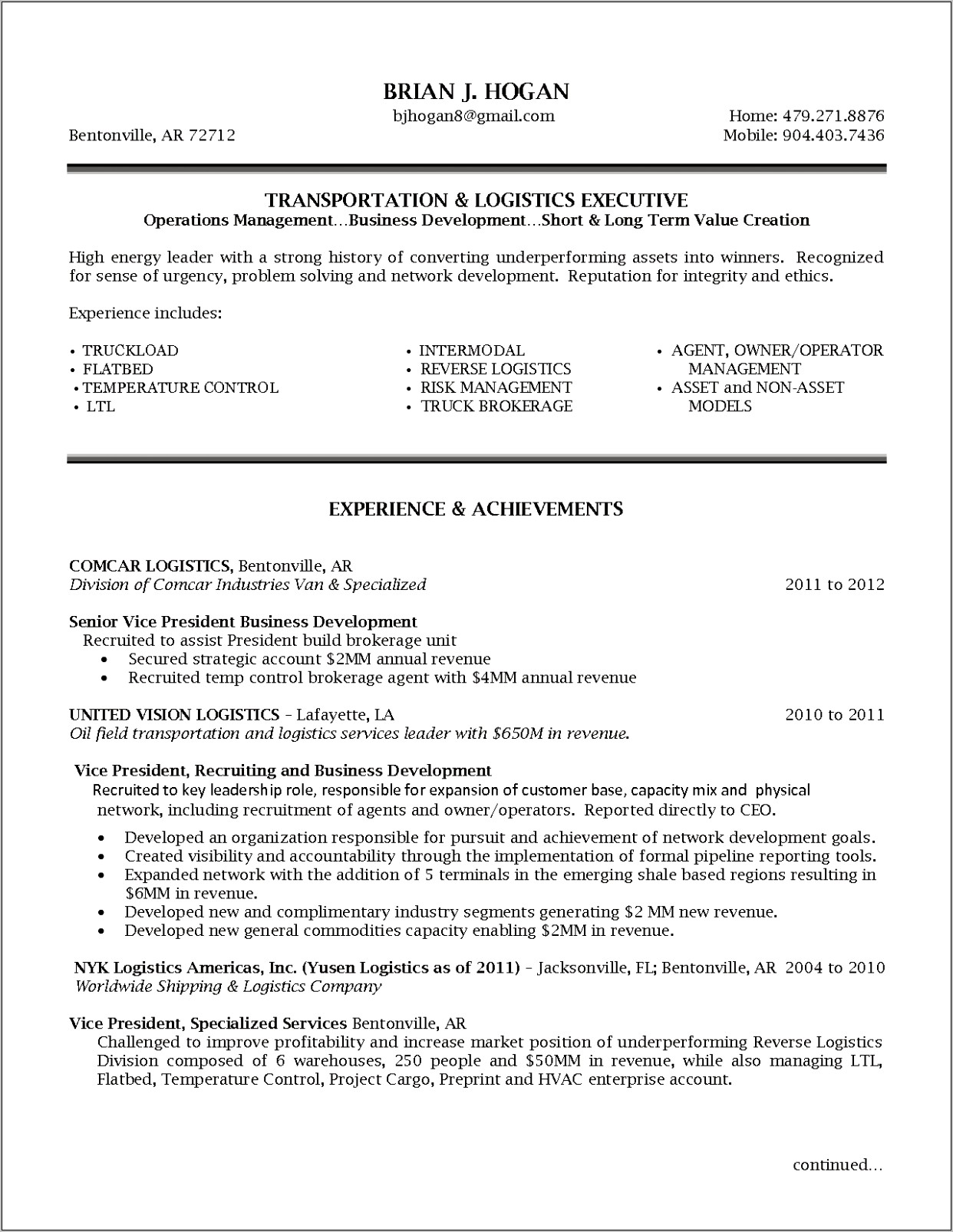 Career Objective For Logistics Resume