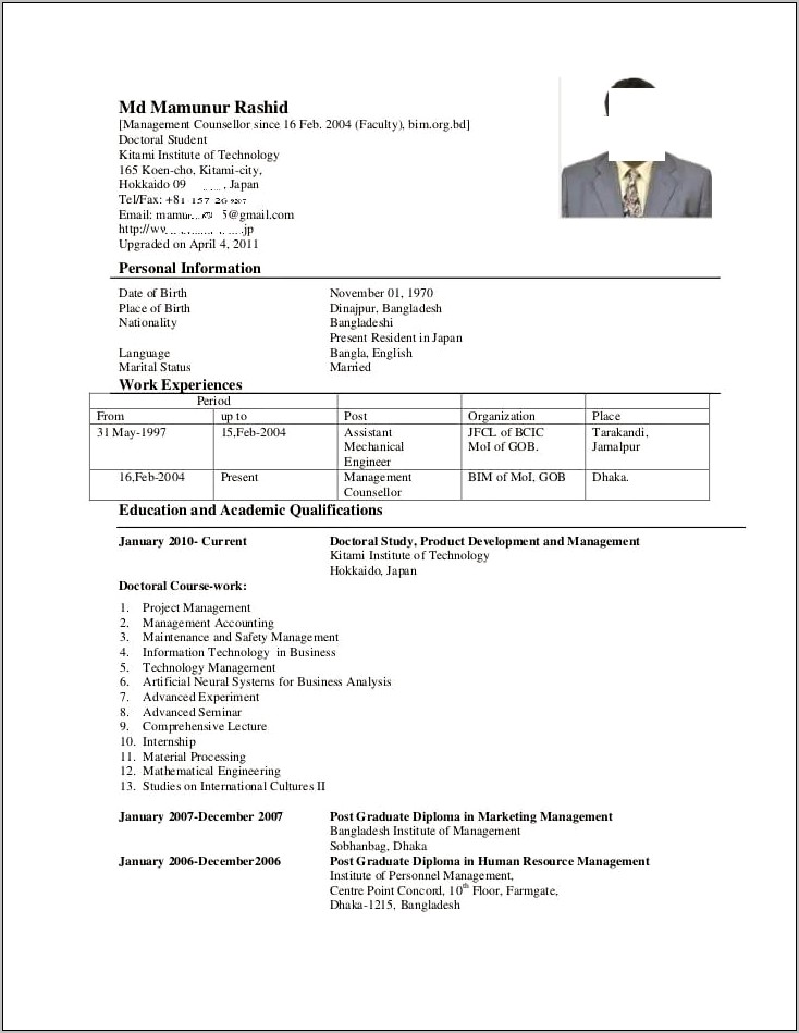 Career Objective For Masters Resume