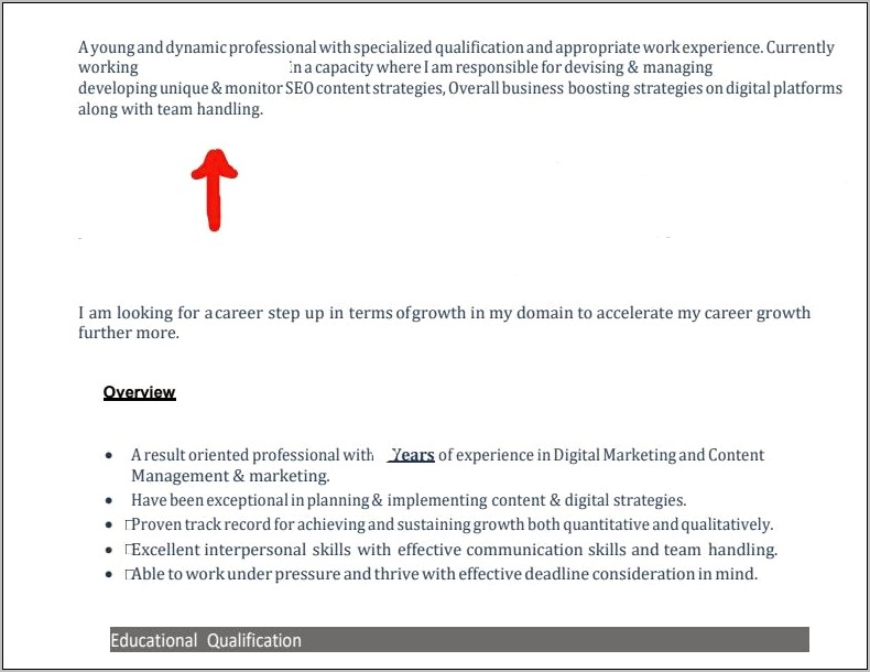 Career Objective Sample For Resume