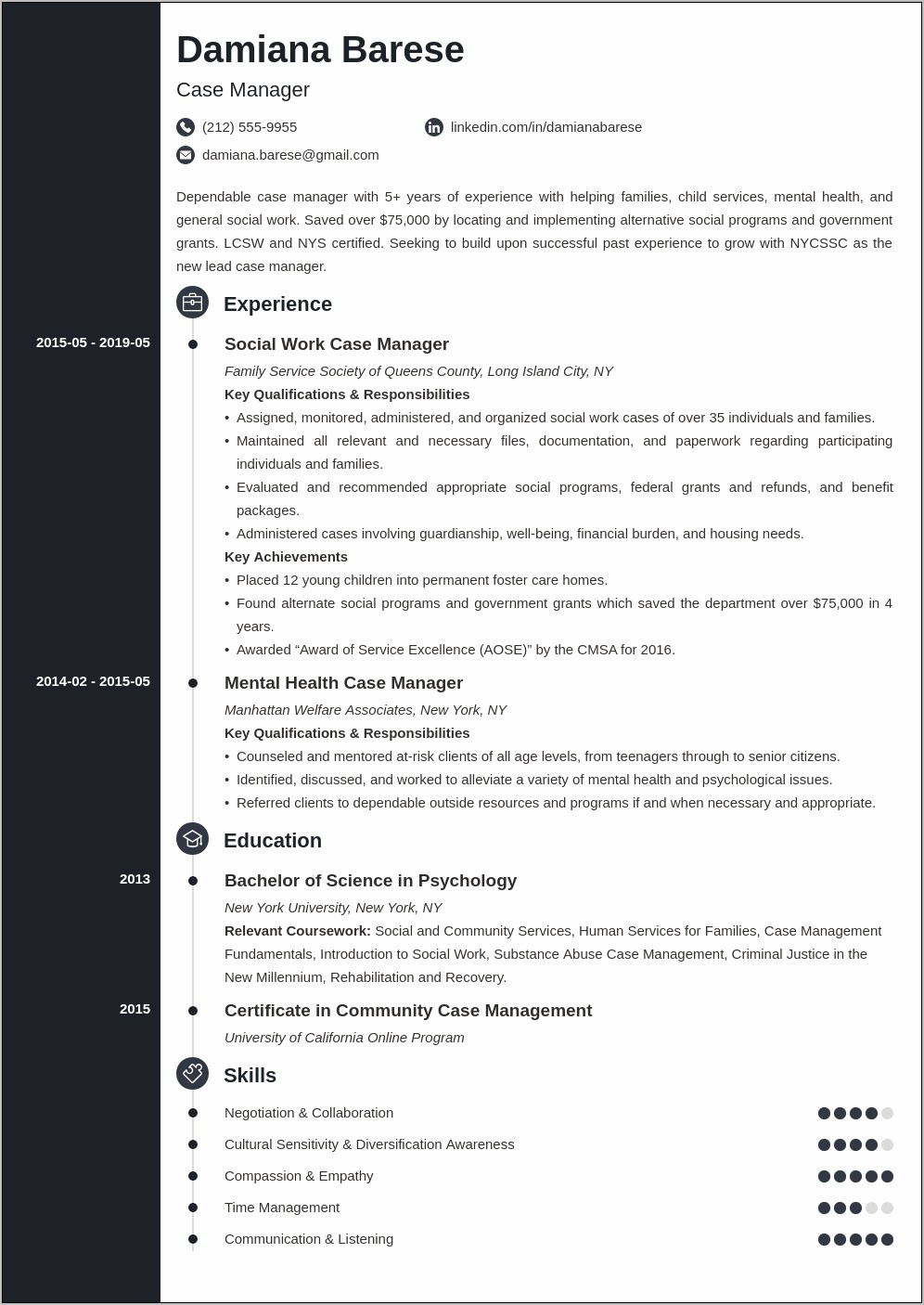 Case Manager Summary For Resume