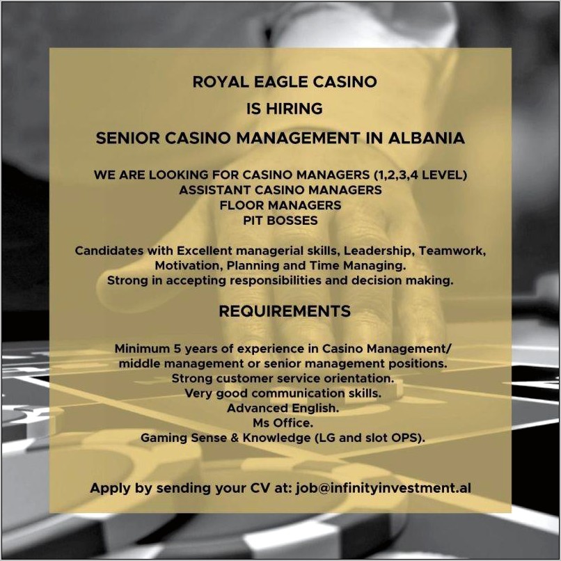 Casino Slot Assistant Manager Resume