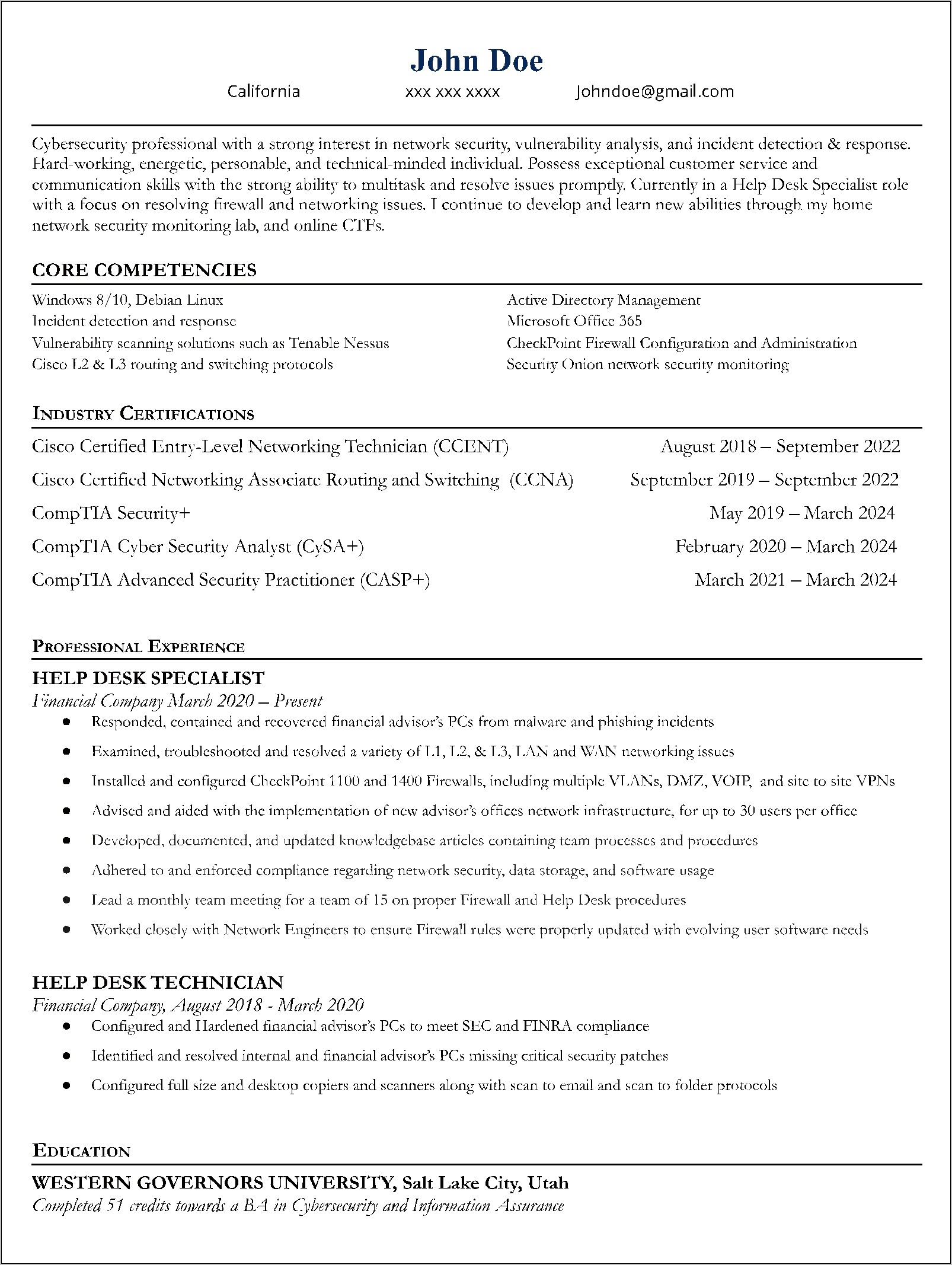 Checkpoint Firewall Administrator Resume Sample