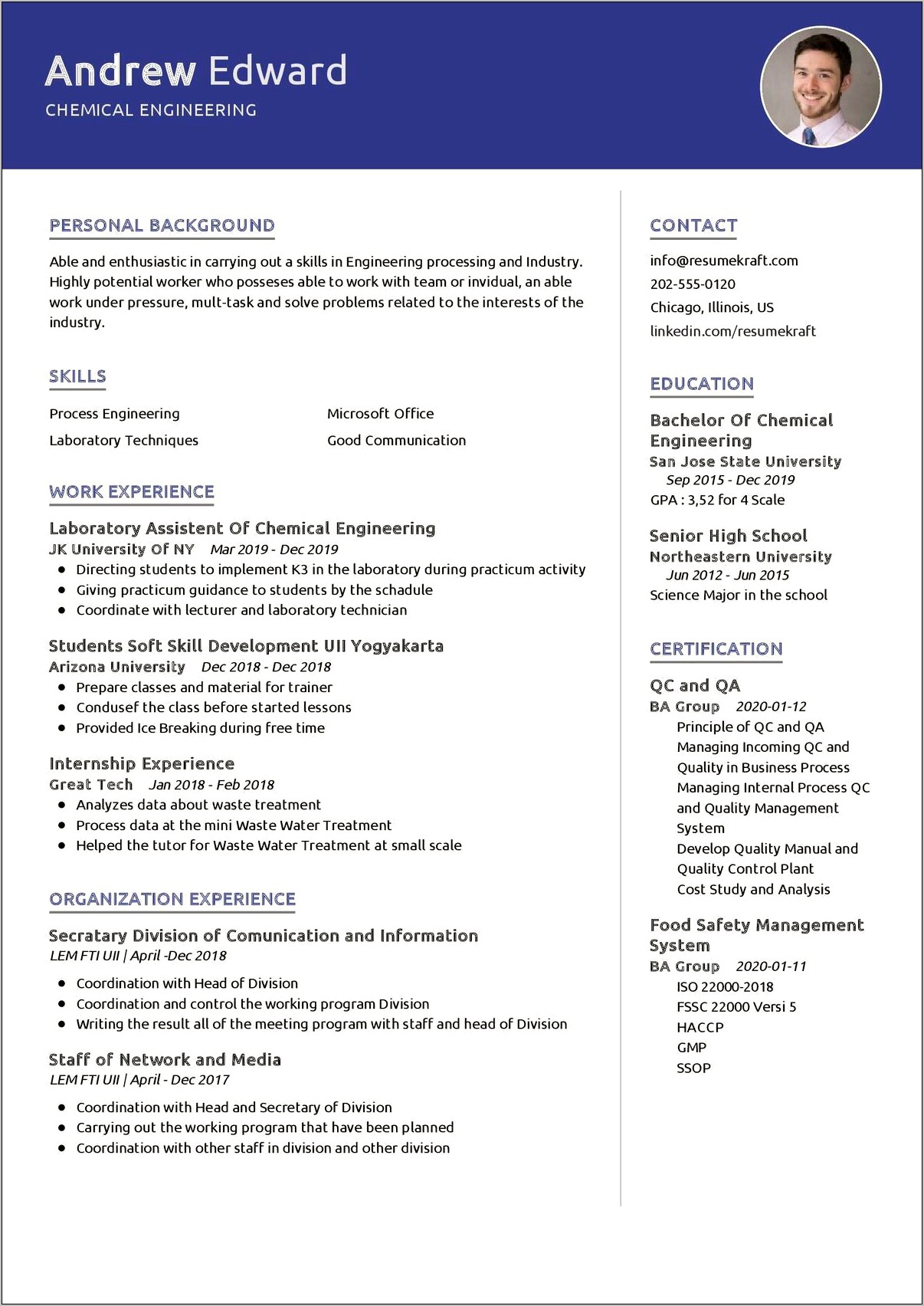 Chemical Sales Manager Resume Sample