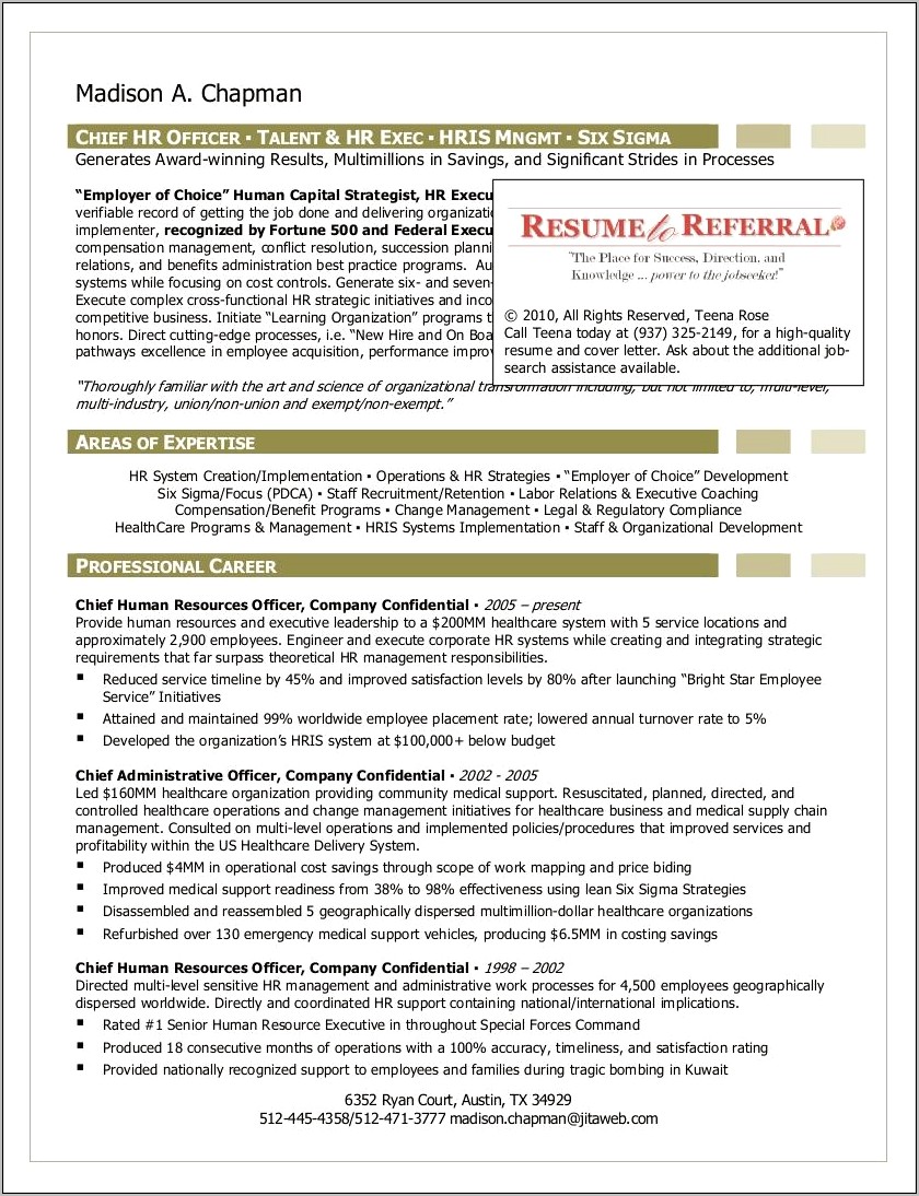 Chief Compliance Officer Resume Examples