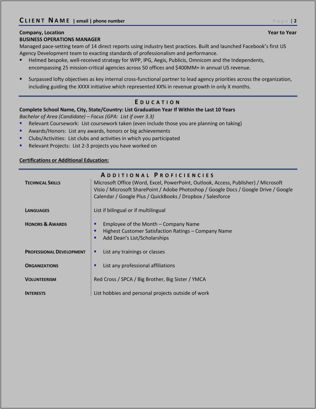 Chief Sales Officer Resume Example