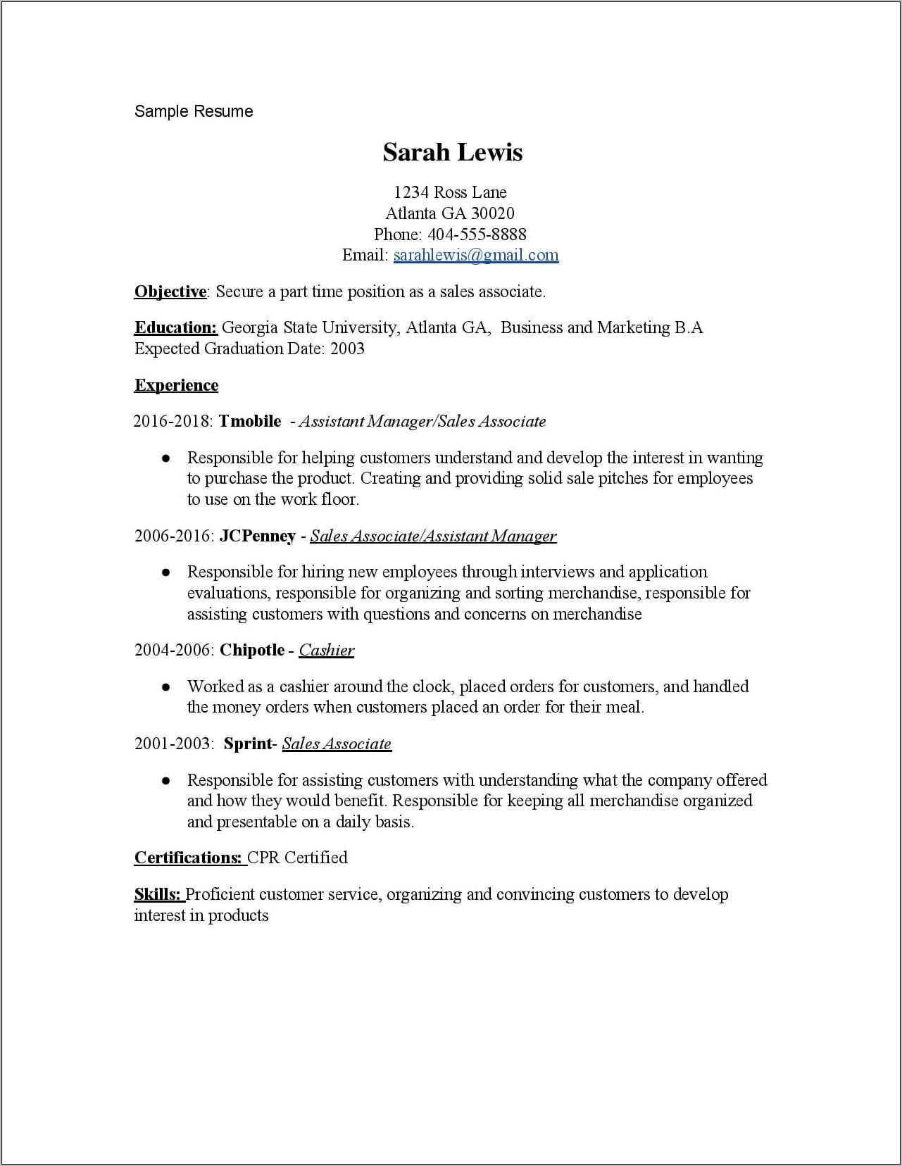 Chipotle Manager Job Description Resume