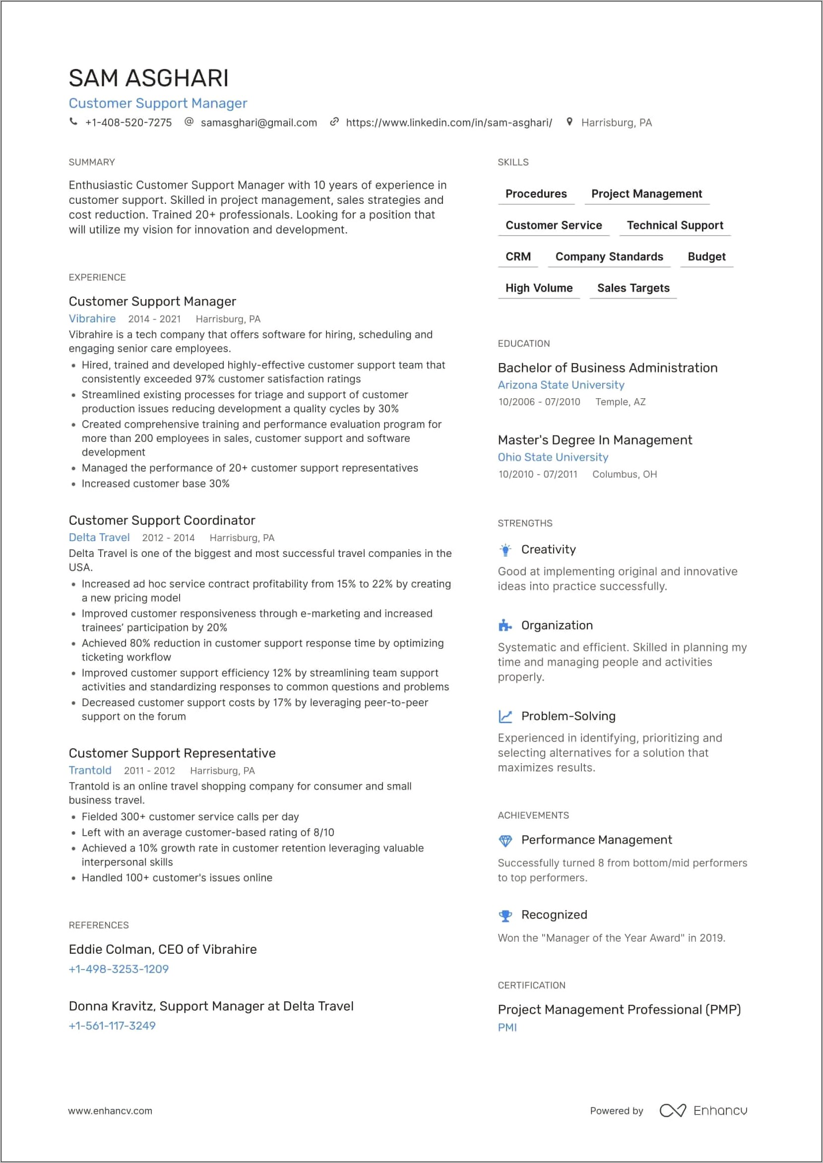 Client Service Agent Resume Example