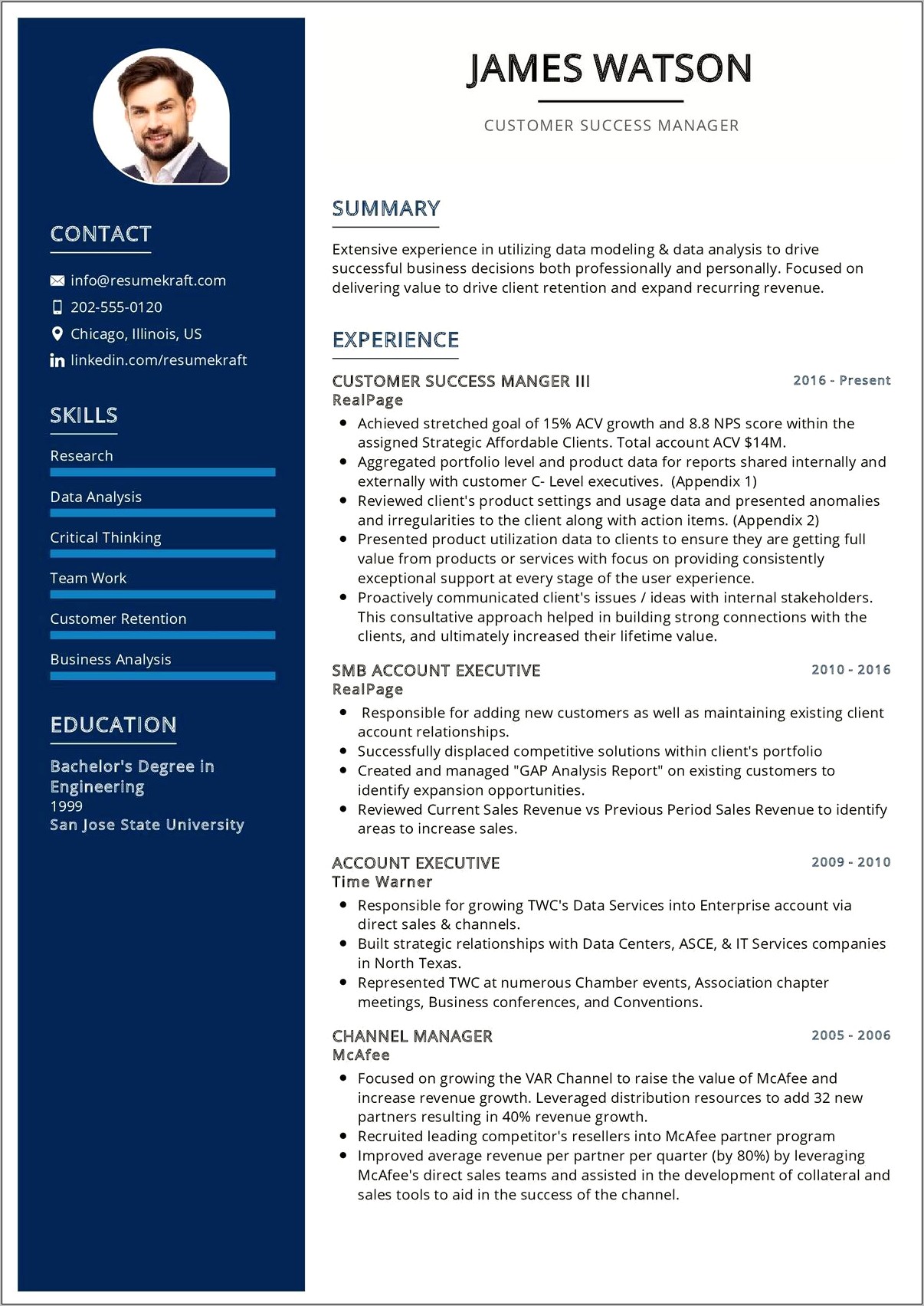 Client Success Manager Resume Summary