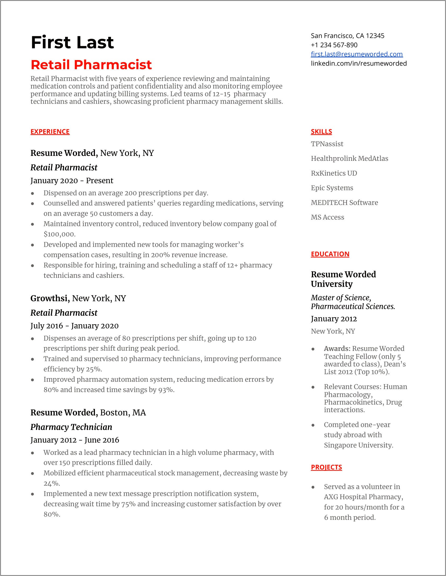 Clinical Pharmacist Resume Objective Statement