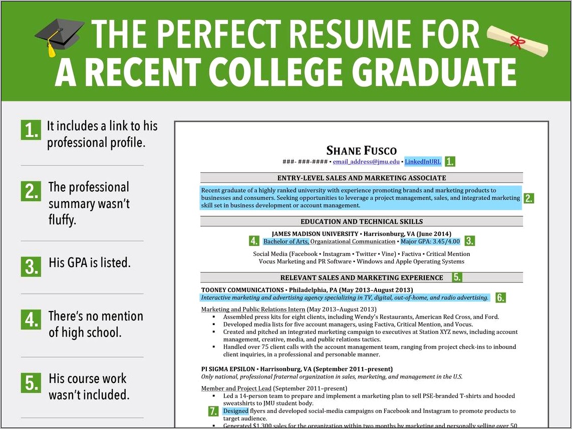 College Graduate Summary Resume Sample