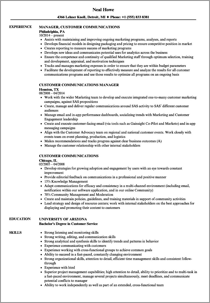 Communication Skill Statements For Resume