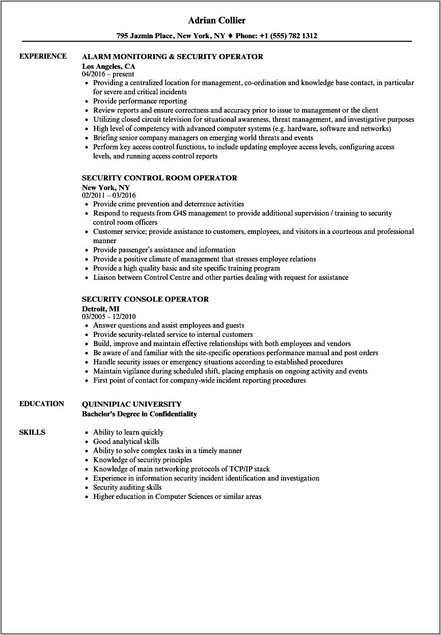 Computer Operator Resume Objective Examples