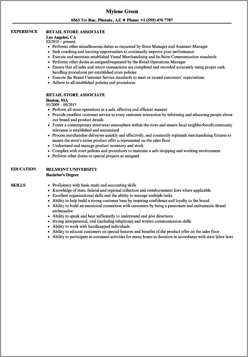 Computer Skills For Retail Resume