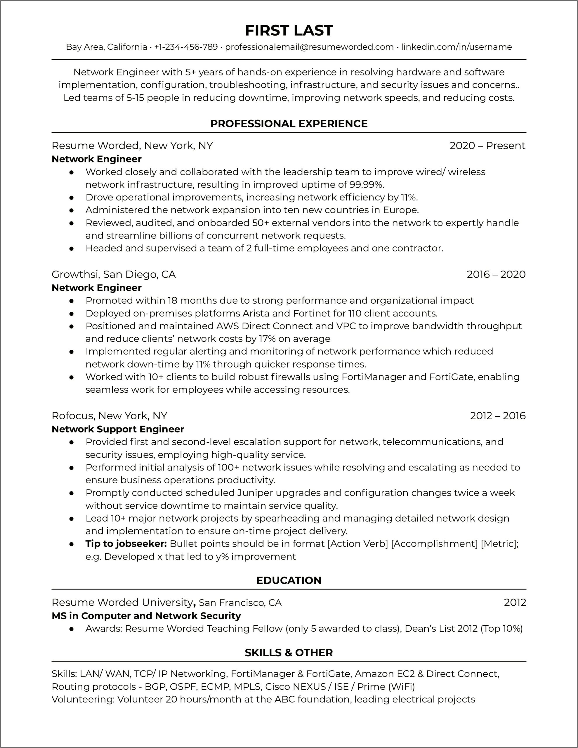 Computer Skills Resume For Networking