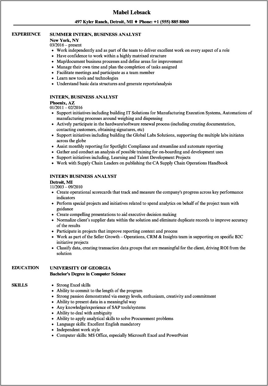 Computer System Analyst Resume Objective