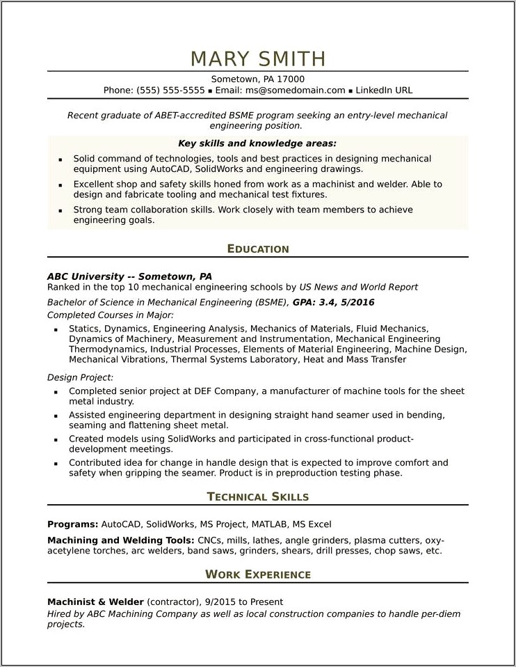 Construction Safety Engineer Resume Sample