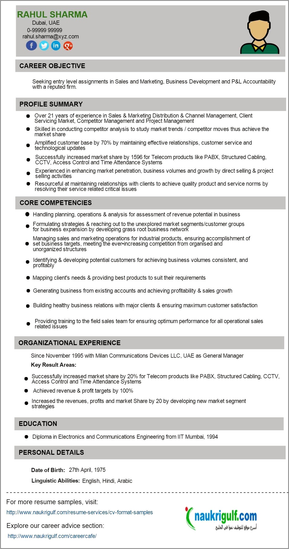 Corporate Development Manager Resume Example
