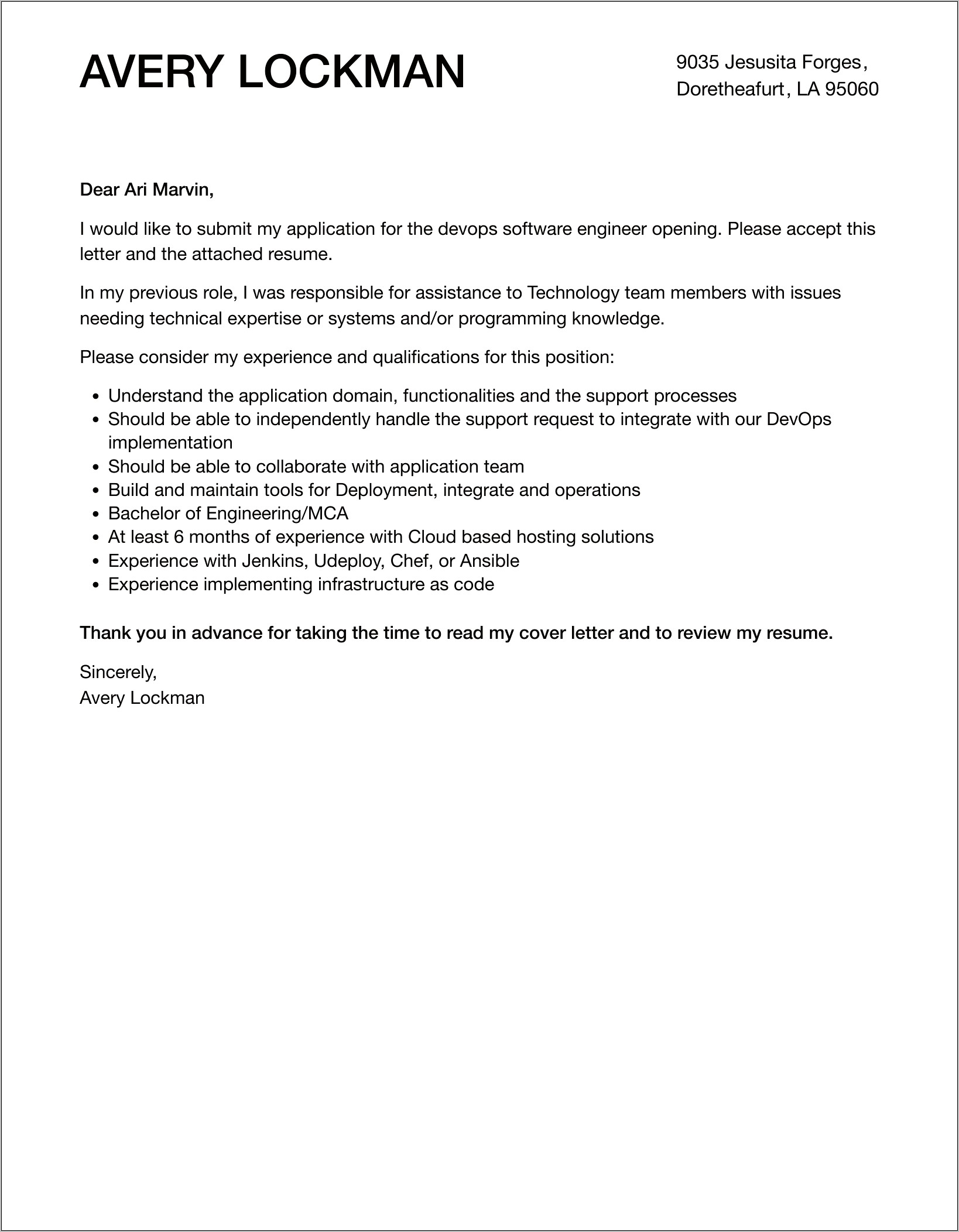 Cover Letter Resume Examples Mca