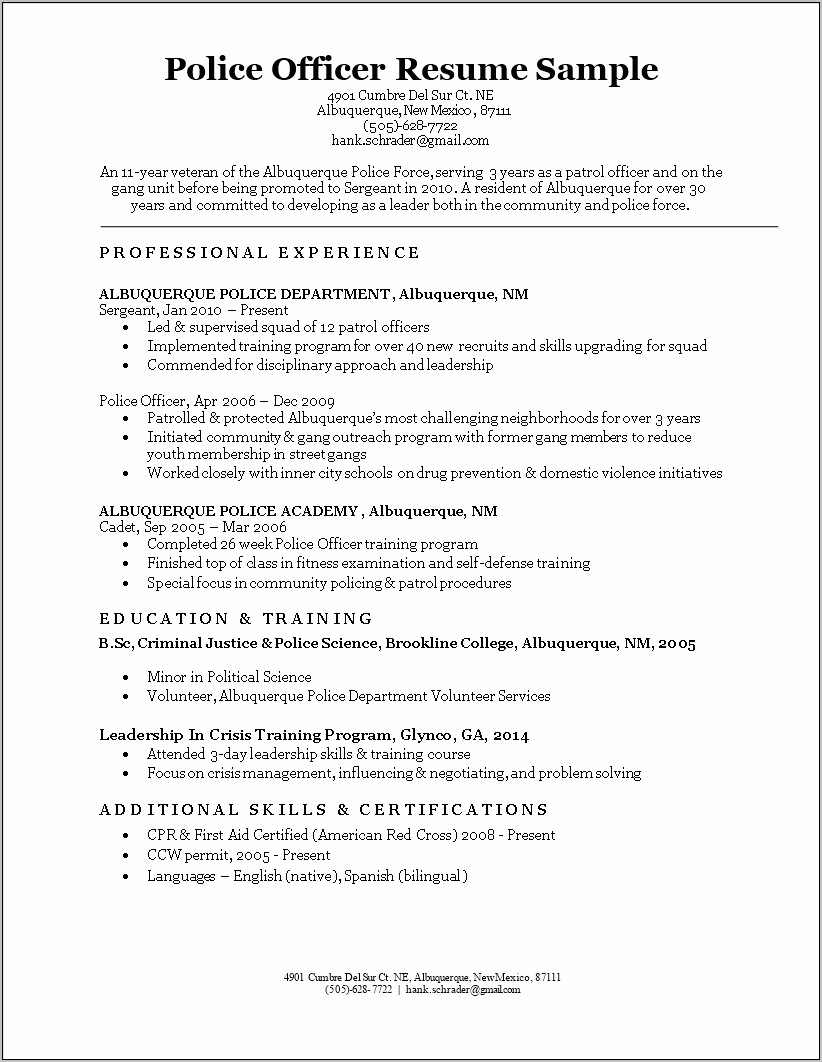 Criminal Justice Student Resume Examples