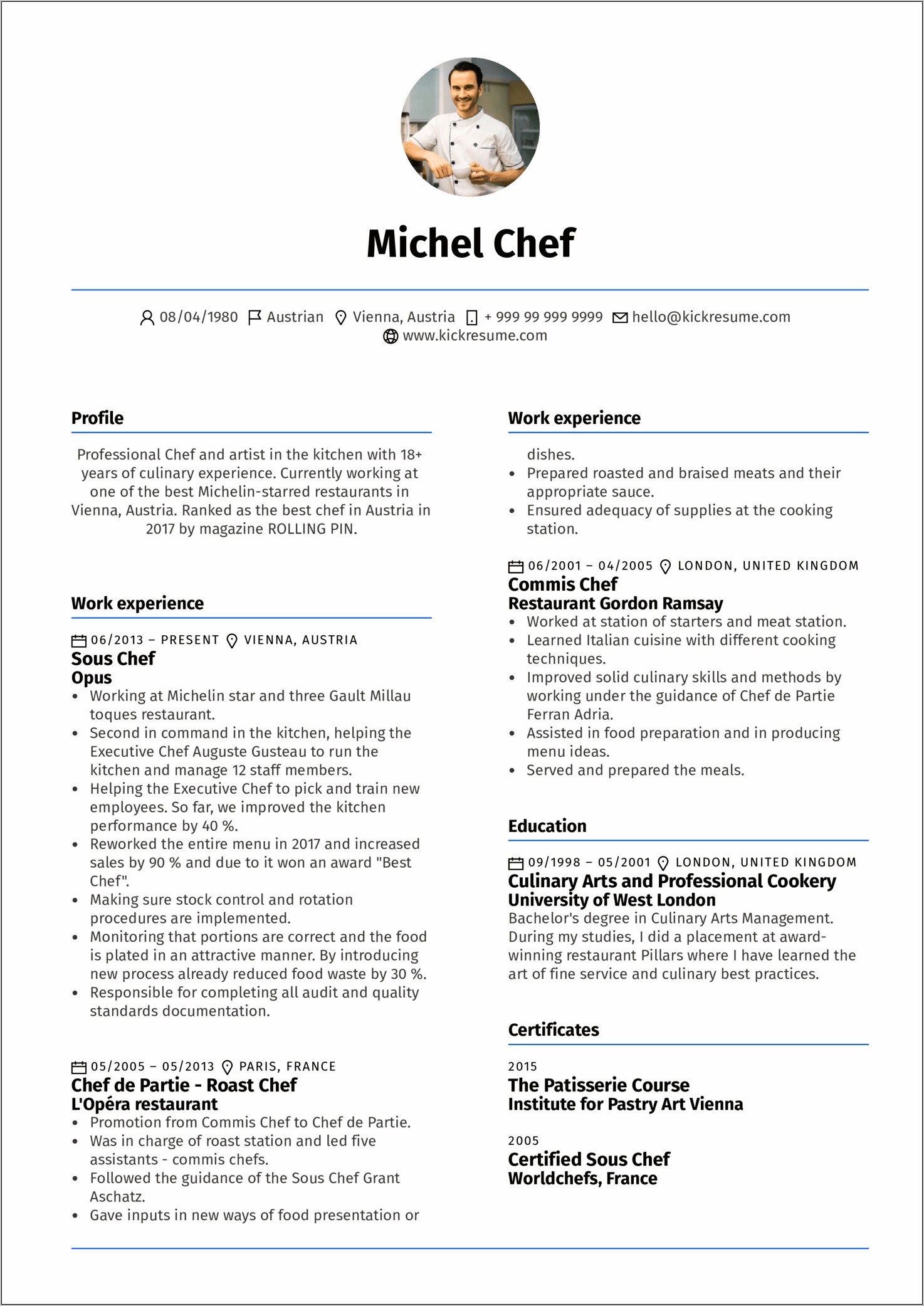 Culinary Arts Student Resume Examples