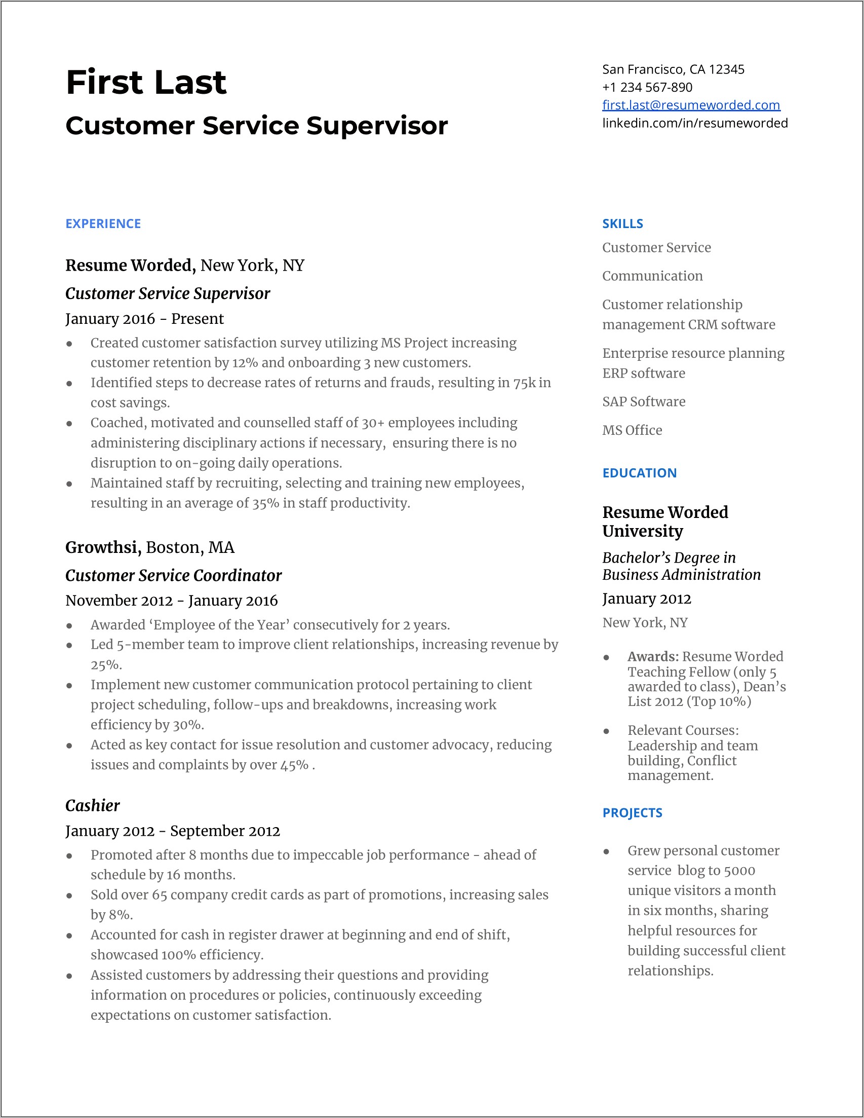 Customer Service Resume Examples 2020