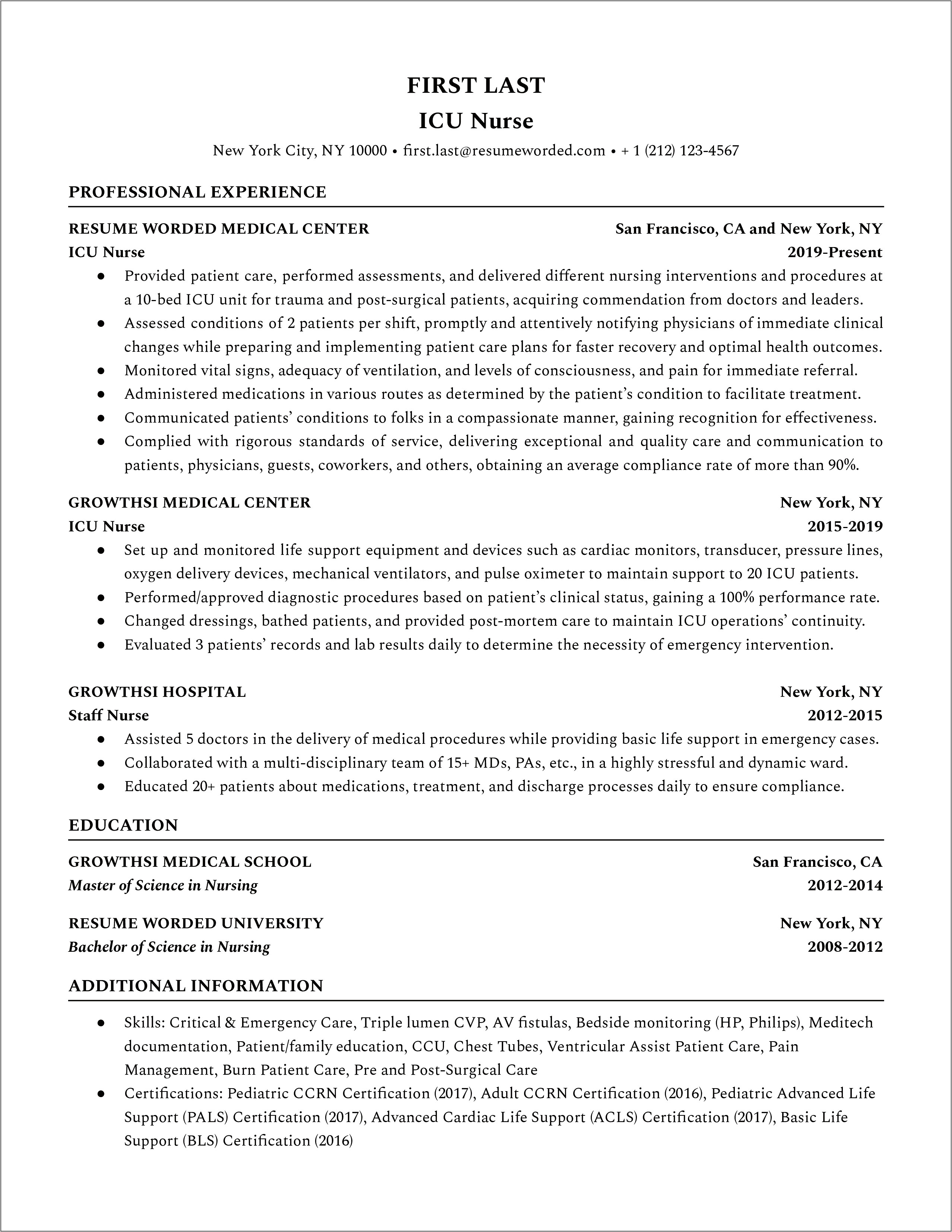 Cvicu Rn Job Description Resume