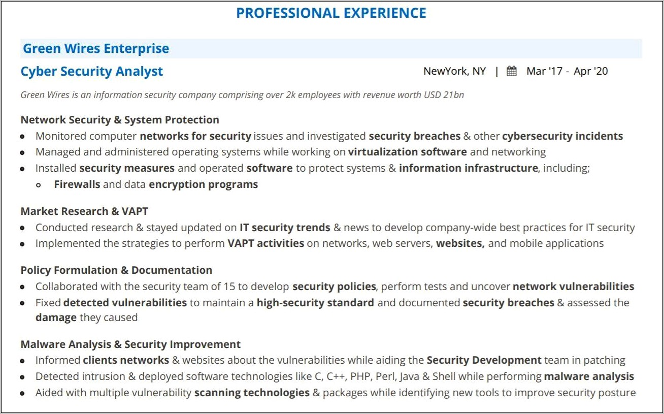 Cyber Security Engineer Resume Objective