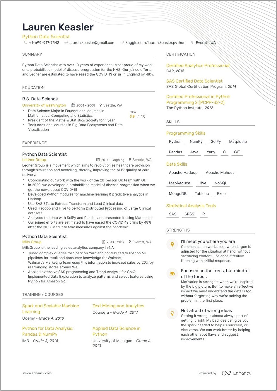 Data Science Manager Resume Summary