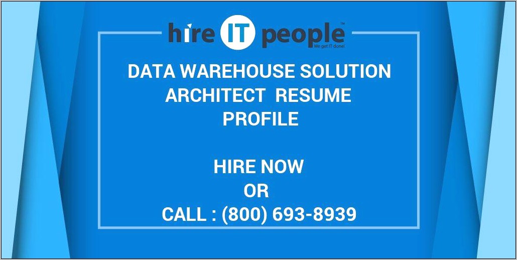 Data Warehouse Architect Sample Resume
