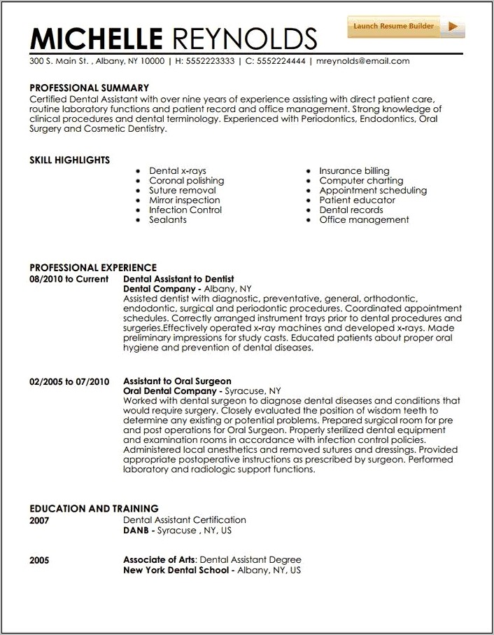 Dental Assistant Resume Summary Examples