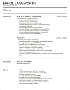 Dental Front Office Resume Example