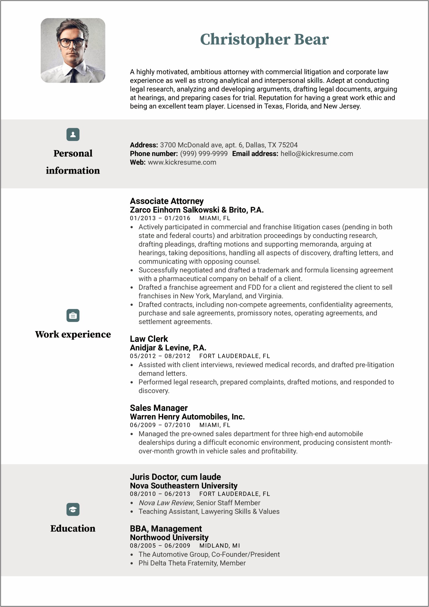 Document Review Attorney Sample Resume
