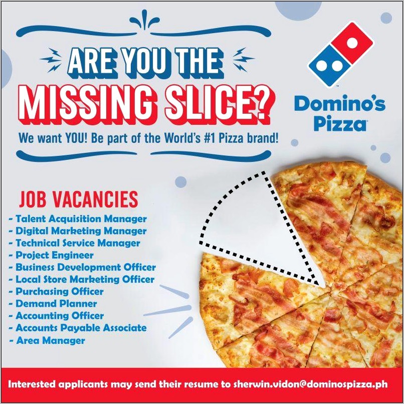 Domino's Pizza Manager Resume