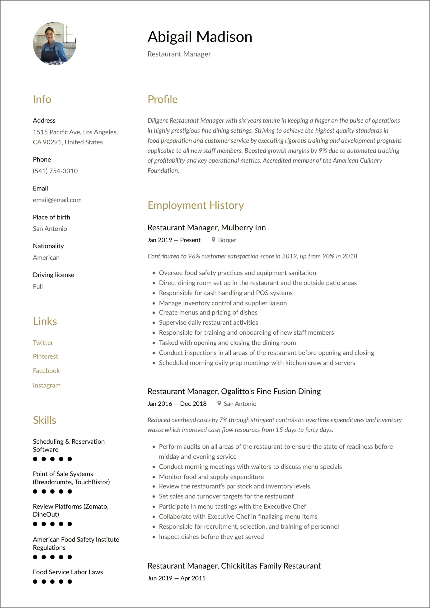 Dot Safety Manager Resume Examples