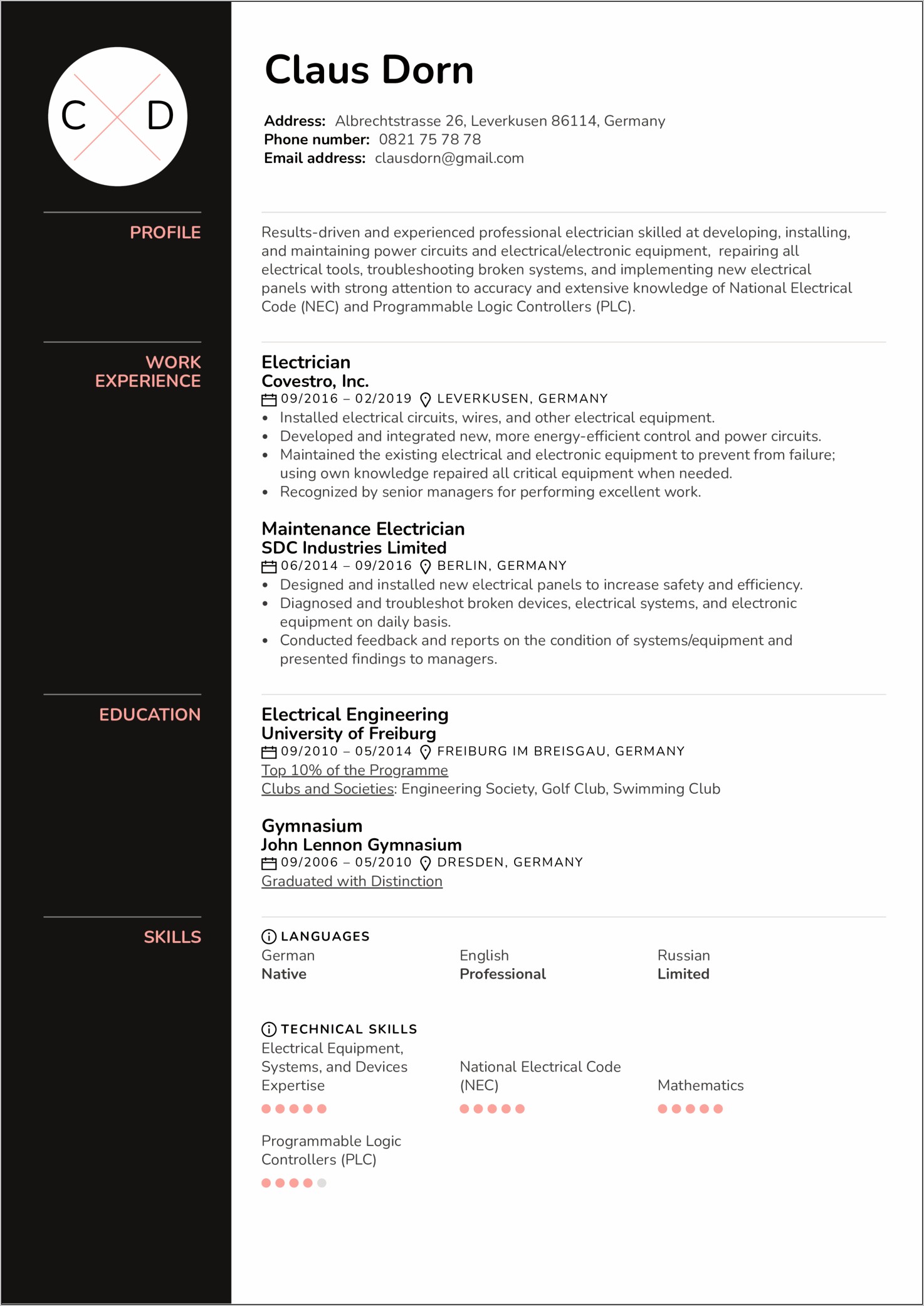Electrician Resume Skills And Abilities