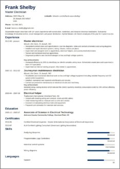Entry Level Electrician Resume Sample
