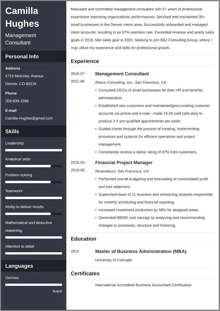 Ernst And Young Resume Sample