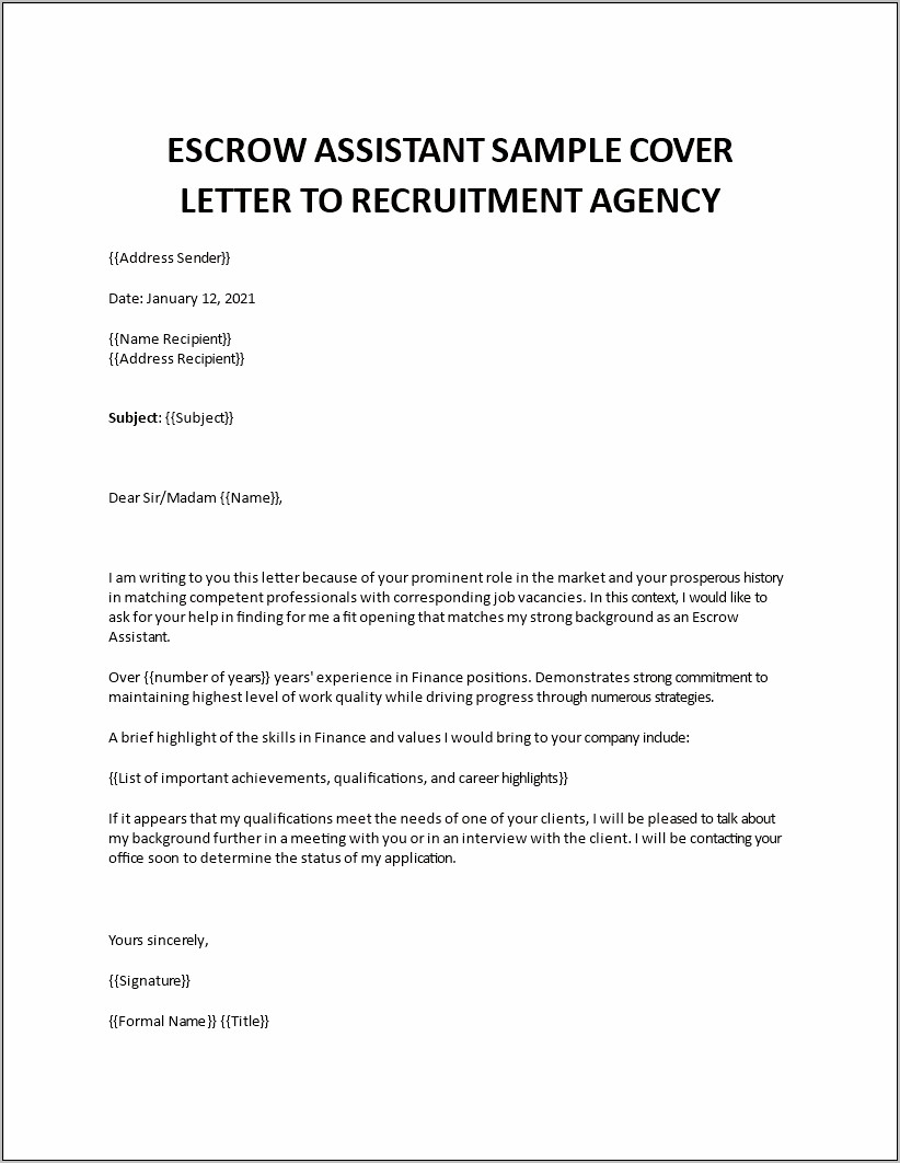 Escrow Assistant Job Description Resume