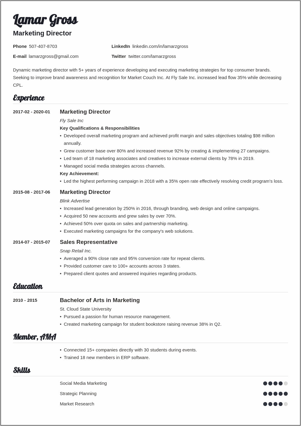 Event Marketing Manager Resume Example