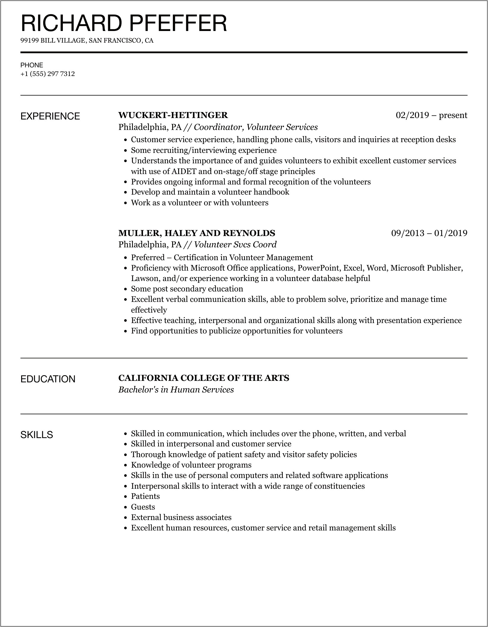 Event Volunteer Job Description Resume