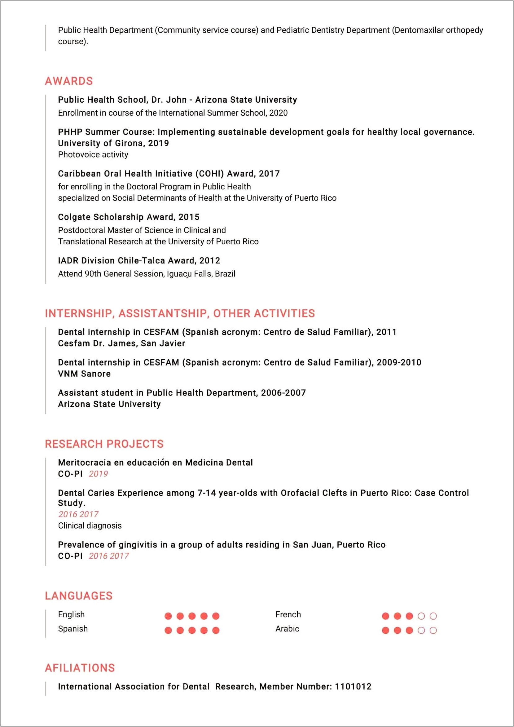 Example Of A Dentist Resume