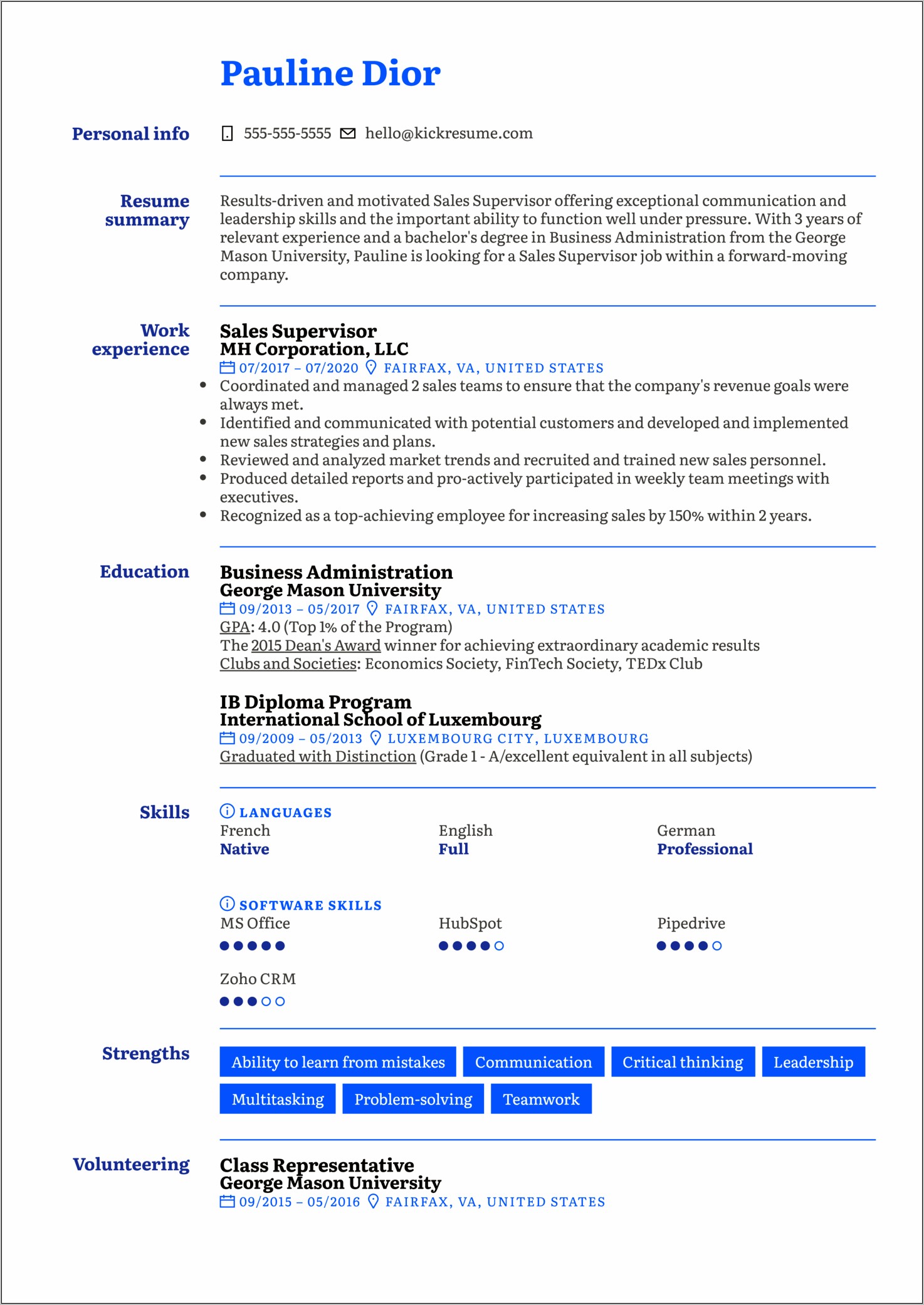 Example Of A Supervisor Resume