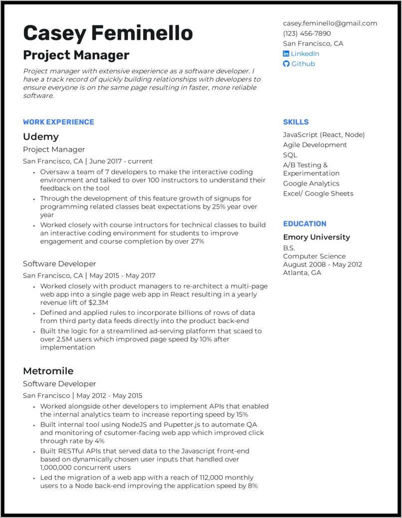 Example Of Excellent Managment Resume