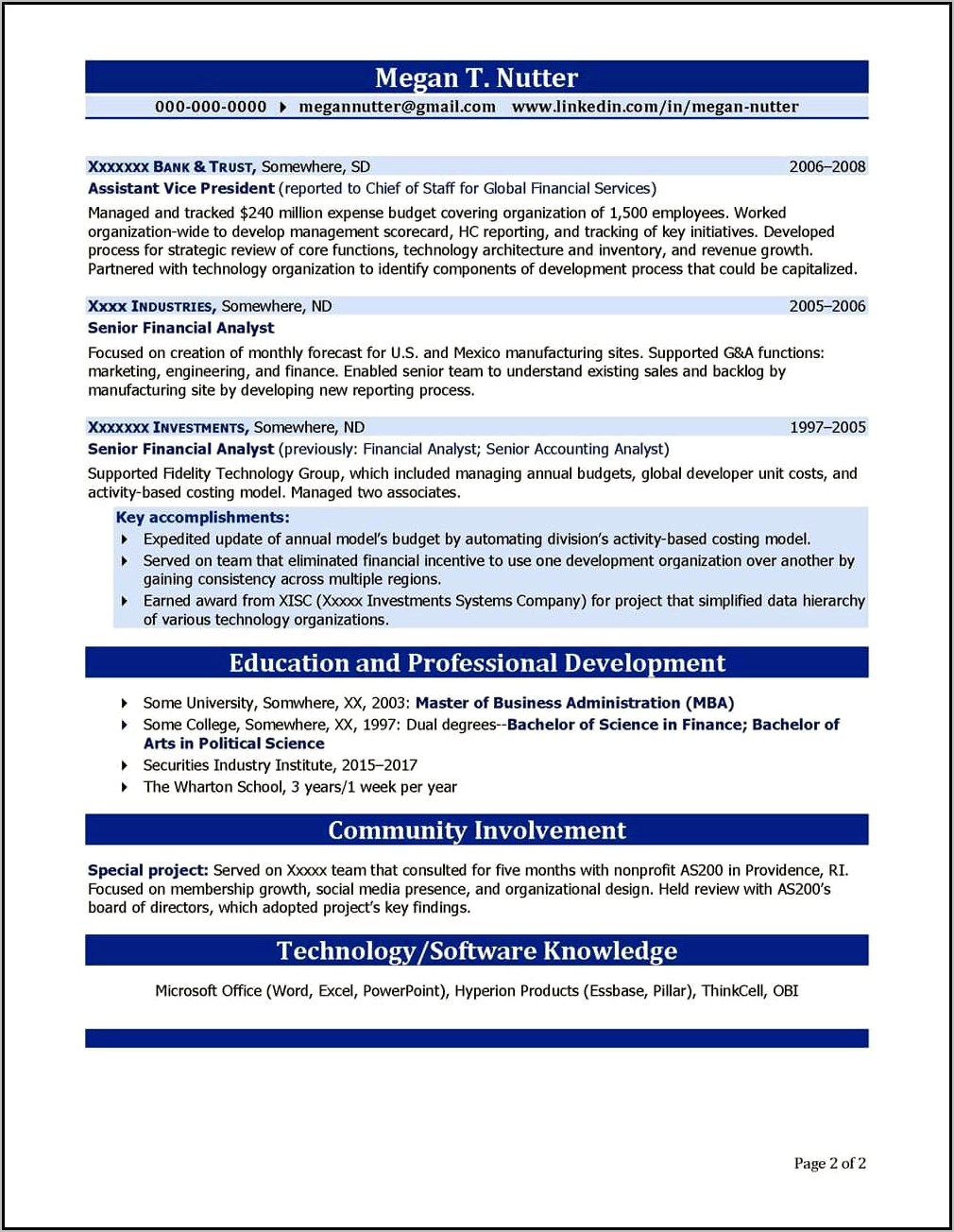 Example Of Finance Director Resume