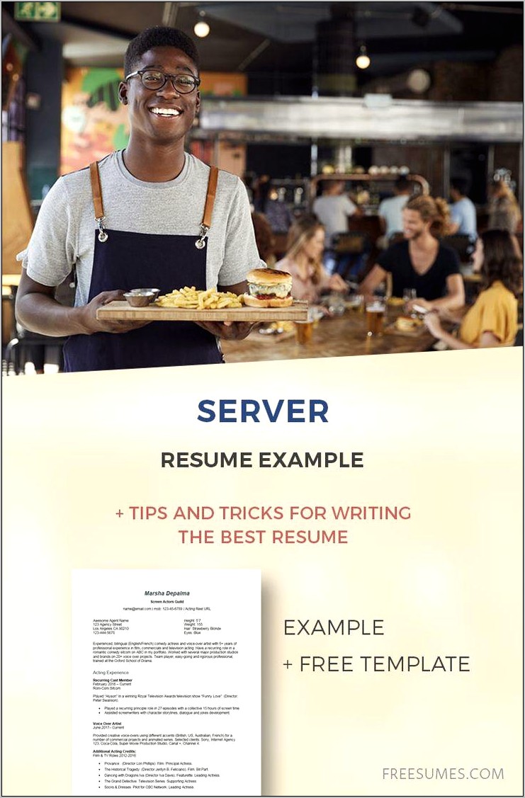 Example Of Free Waitress Resume