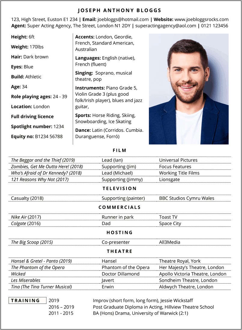 Example Of Professional Acting Resume
