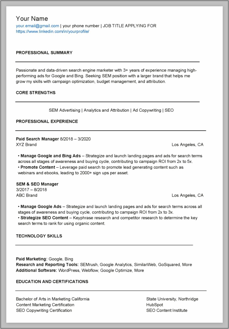 Example Of Resume Content Driven