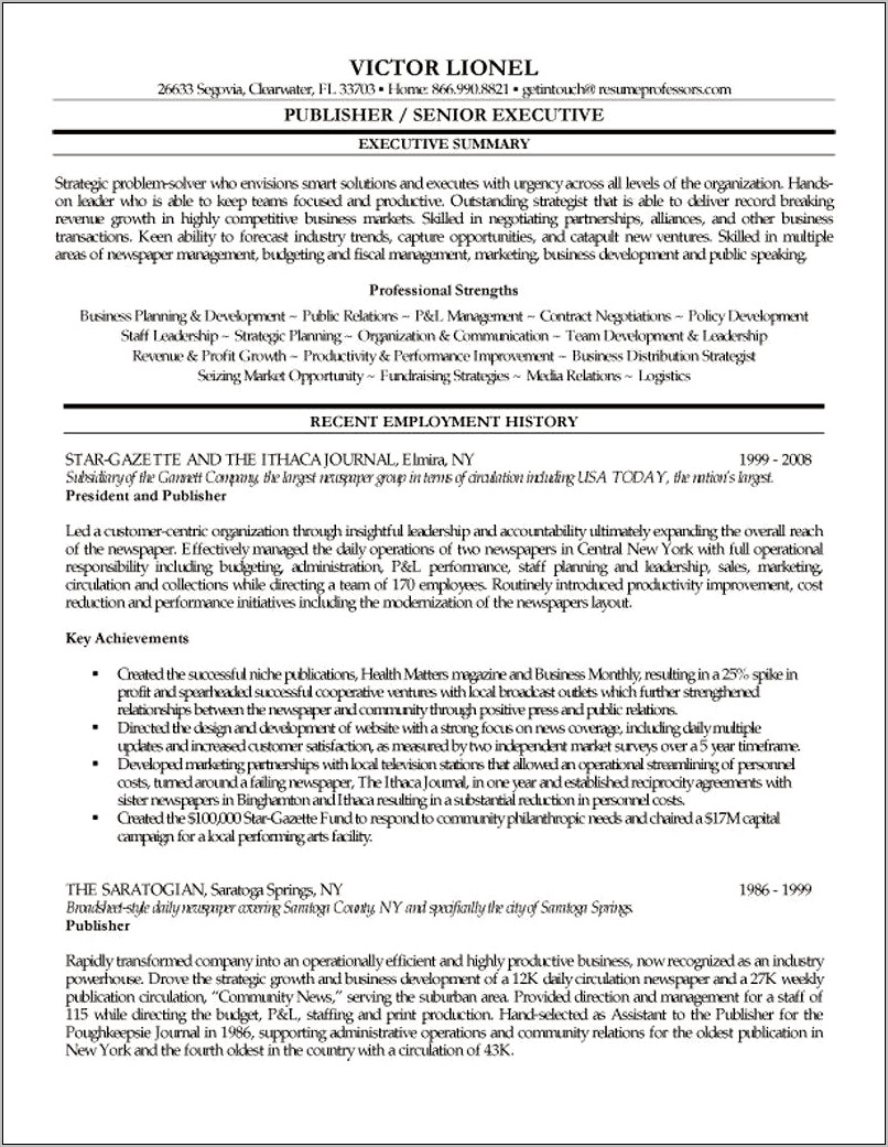 Example Of Resume With Philantropy